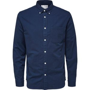 Selected - Regrick Oxford Flex Overhemd - Blauw - Biologisch Katoen