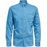 Selected - Denim Overhemd - Blauw - Lange Mouwen - Biologisch Katoen