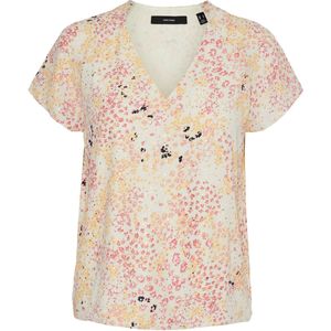 VERO MODA Vmhannah Foil S/S Top WVN Ga T-shirt voor dames, Birch/Aop:Hannah, XS