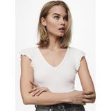 ONLY - ONLBelia - T-shirt - Wit - Slanke Pasvorm - Kwartmouw