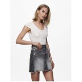 ONLY - ONLBelia - T-shirt - Wit - Slanke Pasvorm - Kwartmouw