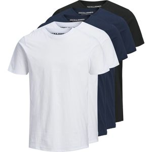 T-shirt - Wit/Navy/Black - Korte Mouwen - Normale Pasvorm - Ronde Hals