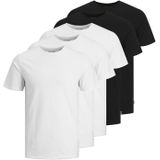 Jack Jones Basic Heren T-shirt JJEORGANIC Wit Zwart 5-Pack
