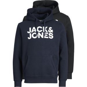 Jack & Jones - Corp Logo - Hoodie - Zwart - 2 Stuks - 70% Katoen, 30% Polyester