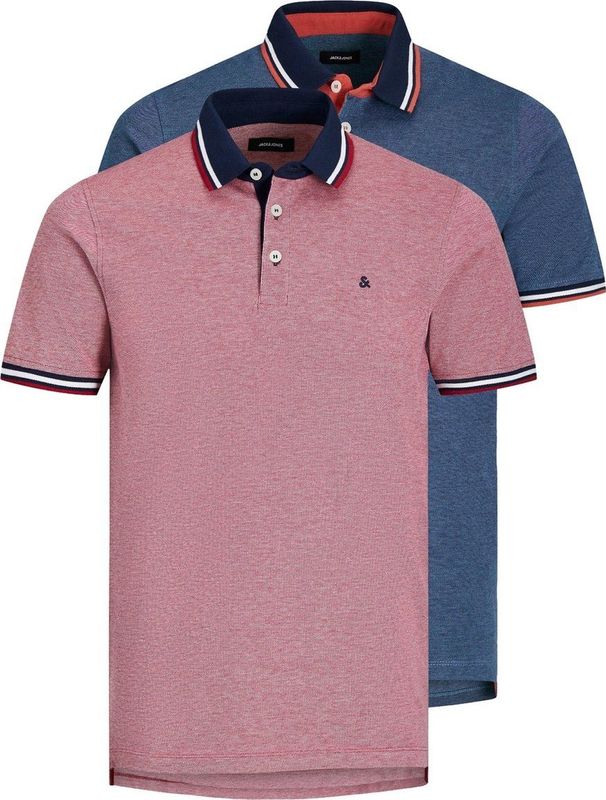 Jack Jones Paulos 2 Units Poloshirt Met Korte Mouwen Rood Blauw XS Man
