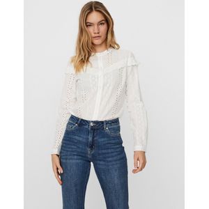Vero Moda VMNORA SHIRT NOOS Blouse - Geborduurde Stof - Knoopsluiting - Hoge Hals