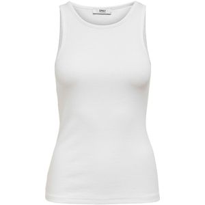 ONLY - Kenya Rib - Dames O-hals Top - Wit - Regular Fit