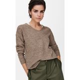Only - ONLCAMILLA V-Neck L/S Pullover KNT NOOS - Kleur: Caribou - Materiaal: Melange