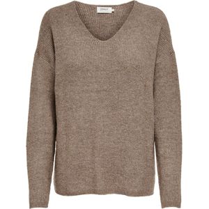 Only - ONLCAMILLA V-Neck L/S Pullover KNT NOOS - Kleur: Caribou - Materiaal: Melange