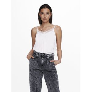 JDY Geweven Spaghettitop JDYAPPA met Kant Wit