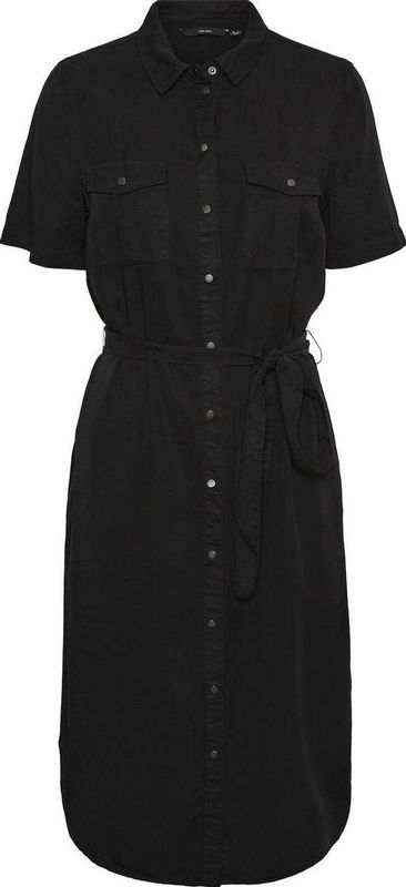 VERO MODA VMSILJA SS SHORT SHIRT DRESS - Jurk - Denim Look - TENCEL LYOCELL