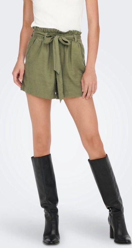 Jacqueline de Yong - Jdy Say Linen Shorts - Korte Broek - Army - 55% Linnen, 45% Viscose