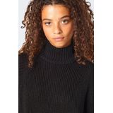 Tricot Jurk - Zwart - Zachte Stof - Hoge Hals - Lange Mouwen