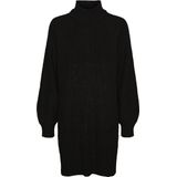 Tricot Jurk - Zwart - Zachte Stof - Hoge Hals - Lange Mouwen