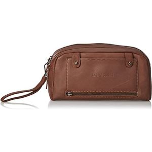 Jack & Jones Jacniall leren toilettas, cognac