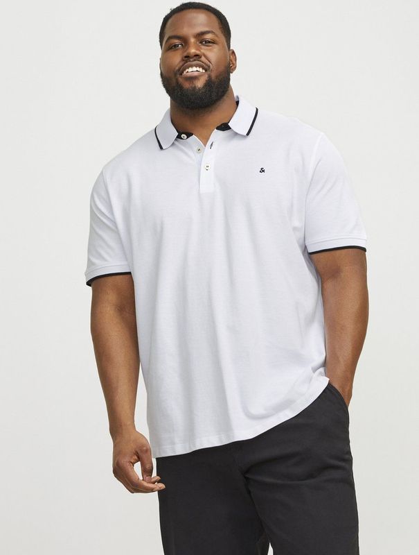 Jack&Jones - Polo - Wit - Katoen - 3 Knoopsluiting