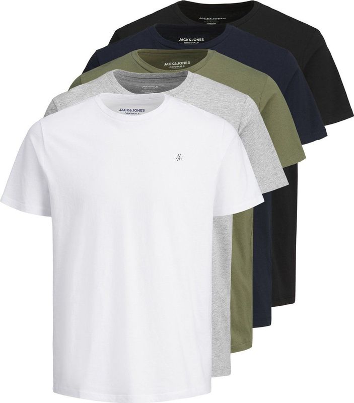 Jack Jones Heren T-Shirt JORJXJ 5er PACK regular fit Veelkleurig XS Ronde Hals Volwassenen