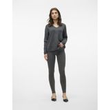 VERO MODA - VMCREWLEFILE - Gebreide Trui - Grijs - Lange Mouw - V-hals