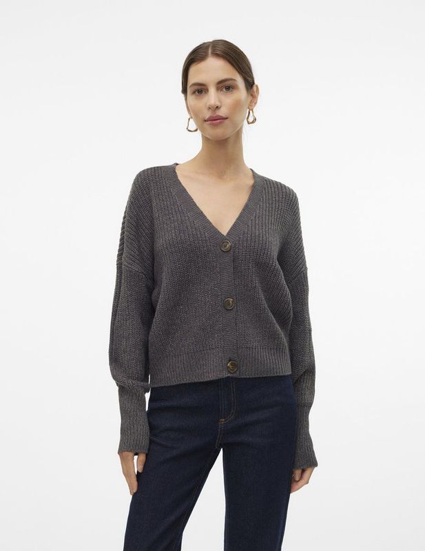 Vest - V-Hals - Lange Mouwen - Ballonmouwen - Knoopsluiting - Regular Fit