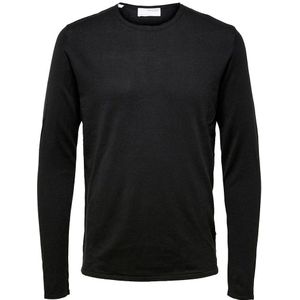 Selected Homme - Ronde Hals - Gebreide Trui - Zwart - Katoen/Lyocell