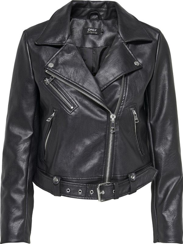 Only - 15232135 - Damesjas - Zwart - Imitatieleer - Bikerstijl