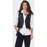 Kunstleder - Vest - Zwart - Volledig Gevoerd - Asymmetrische Rits