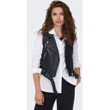 Kunstleder - Vest - Zwart - Volledig Gevoerd - Asymmetrische Rits