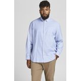 Jack & Jones - JJEOXFORD - Effen Overhemd - Blauw - Lange Mouw - Grote Maten
