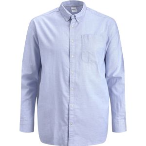 Mann JACK & JONES Effen Grote Maten Hemd Basis Lange Mouw Shirt Uni Zakelijk JJEOXFORD, Colour:Blue, Size:5XL