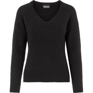 Pieces - Ellen - Pullover - V-hals - Zwart - Gerecycled Polyester