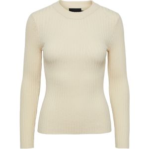 Pieces - Dames Top - Lange Mouwen - Ronde Hals - Ribstructuur - Groen - Viscose