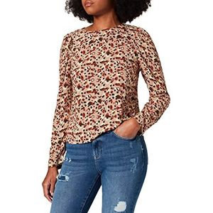 PIECES Dames Pccarly Ls Top Bc Blouse, Silver Mink/Aop: dier, S