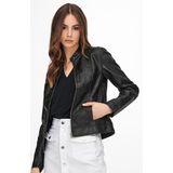 Jasje in similileer, opstaande kraag JDY. Imitatie leer materiaal. Maten 34 FR - 32 EU. Zwart kleur