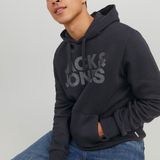 Heren - Hoodie - Zwart - Katoen/Polyester - Logo op Borst