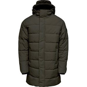 ONLY & SONS Lange gewatteerde jas voor heren, kaki, XXL, Khaki (stad)