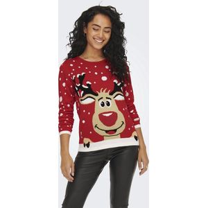 Jacqueline de Yong Trui Jdylucia X-mas Jacquard Pullove 15238375 True Red/reindeer Dames
