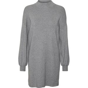 Vero Moda - VMNANCY LS FUNNELNECK DRESS GA NOOS - Gebreide Jurk - Medium Grey Melange