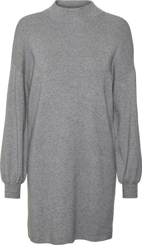 Vero Moda - VMNANCY LS FUNNELNECK DRESS GA NOOS - Gebreide Jurk - Medium Grey Melange