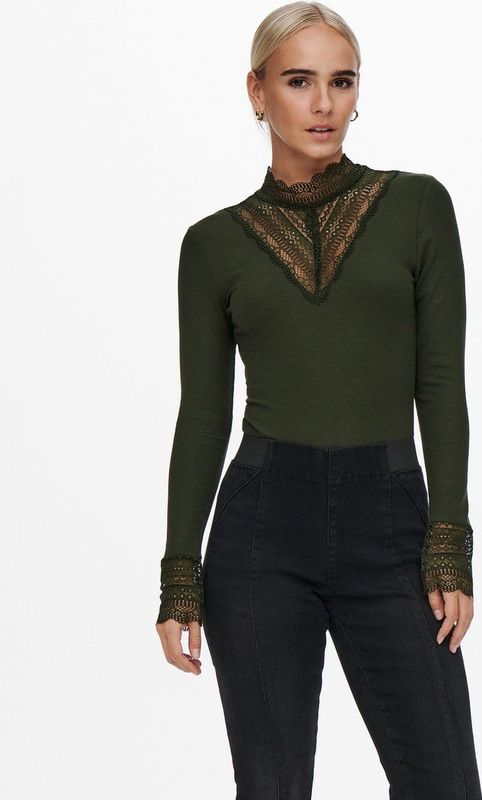 Only T shirt Onltilde High Neck Lace Top Jrs 15207788 Rosin Dames