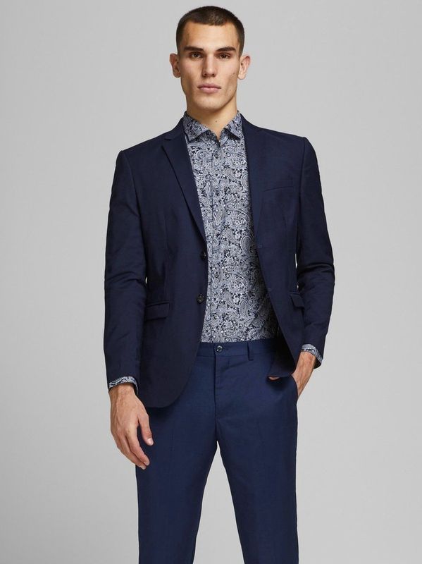 Blazer - Dark Navy - Slim Fit - Reverskraag - Lange Mouwen