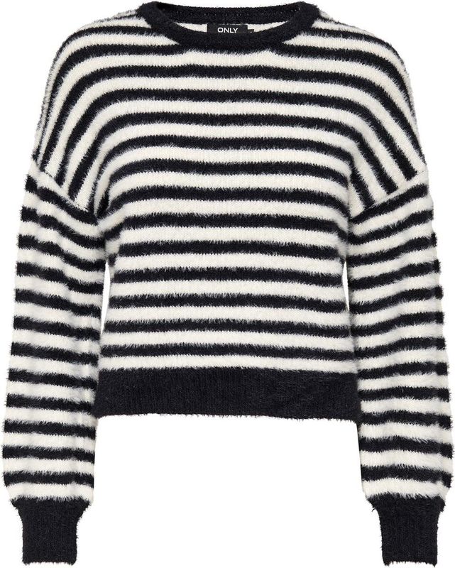 Only - Zwarte Gestreepte Trui - Longsleeve - 30% Acryl - 70% Nylon
