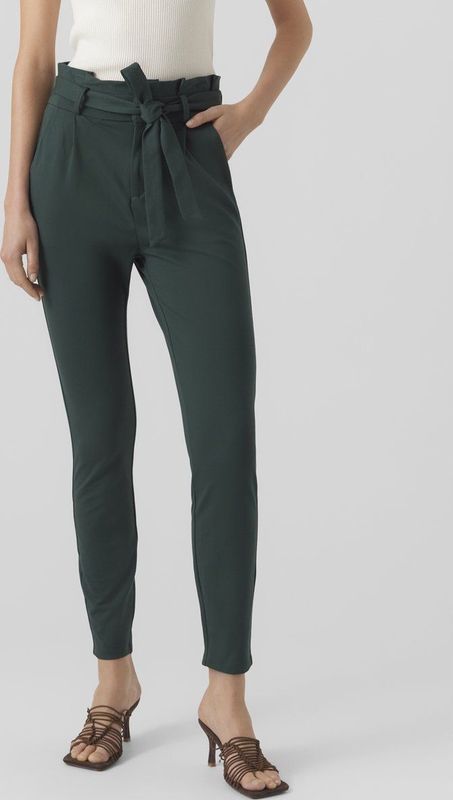 Vero Moda Eva Loose Fit Paperbag Tall Hoge Taille Broek Groen / 36 Vrouw
