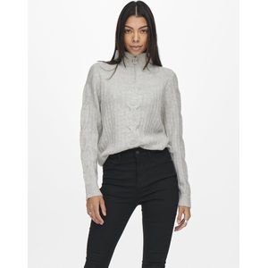 Trui - Mélange - Knitwear - Met Geribbelde Kraag en Lange Mouwen