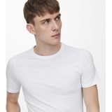 T-shirt - Wit - Korte Mouwen - Ronde Hals - Smalle Pasvorm