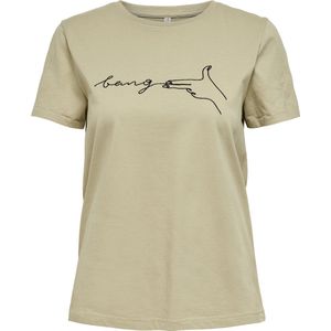 ONLY - ONLKITA LIFE REG OUTLINE TOP BOX - T-shirt - Zwart - Korte Mouwen - Hoge Ronde Hals