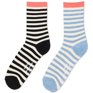 MADS NØRGAARD - COPENHAGEN gestreepte sokken - set van 2 zwart/lichtblauw