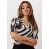 InWear - Gestreept V-hals T-shirt - Zwart/Wit - Dames