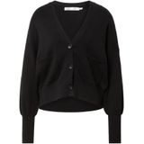 InWear - Gebreide Trui - Zwart - Katoen - V-hals - Met Zakflappen