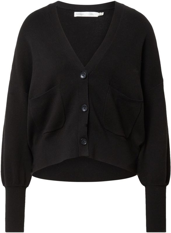 InWear - Gebreide Trui - Zwart - Katoen - V-hals - Met Zakflappen