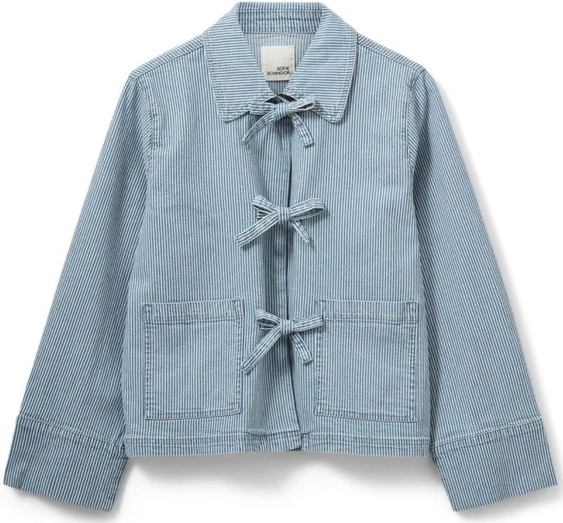 Sofie Schnoor - Marlos - Damesjas - Gestreept Blauw - Oversized Pasvorm